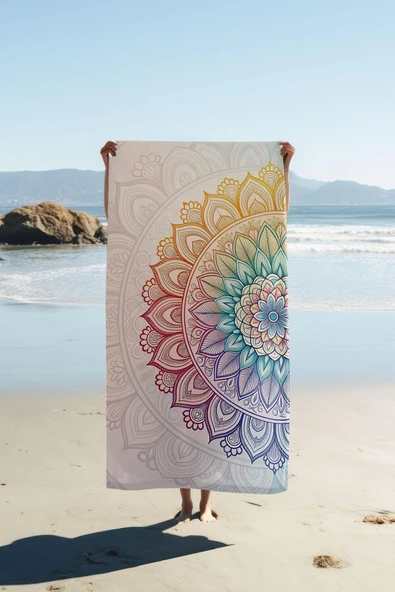 Dijital Baskı Plaj Deniz Havlusu Modern Desenli Peştamal (80X160 cm) HVL0060 RENKLİ 80 X 160 ürün görseli 1