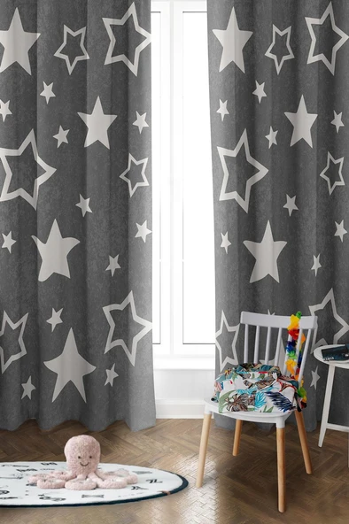 Parlak Saten Mikro Kumaş Çift Kanat Çocuk Odası Fon Perde Takımı PRD0035 RENKLİ 140 X 270 ürün görseli 1