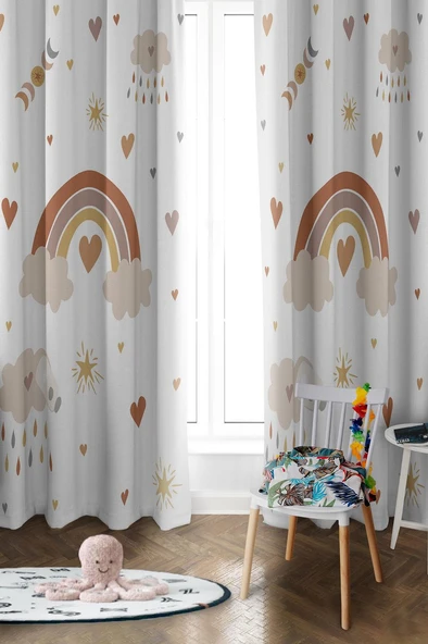 Parlak Saten Mikro Kumaş Çift Kanat Çocuk Odası Fon Perde Takımı PRD0034 RENKLİ 140 X 270 ürün görseli 1