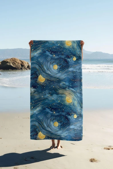 Dijital Baskı Plaj Deniz Havlusu Modern Desenli Peştamal (80X160 cm) HVL0058 RENKLİ 80 X 160 ürün görseli 1