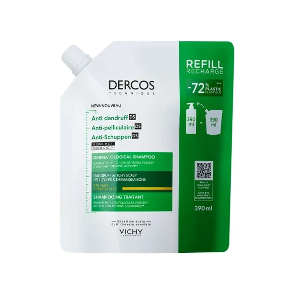 Vichy Dercos Anti Dandruff Kepek Karşıtı Şampuan 390ml - Kuru Saçlar - Refill ürün görseli 1