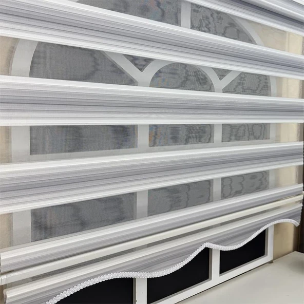 StorBurada Gri Renk Geçişli Zebra Stor Perde (Etek Dilimli)  Gri 40 x 200 ürün görseli 1