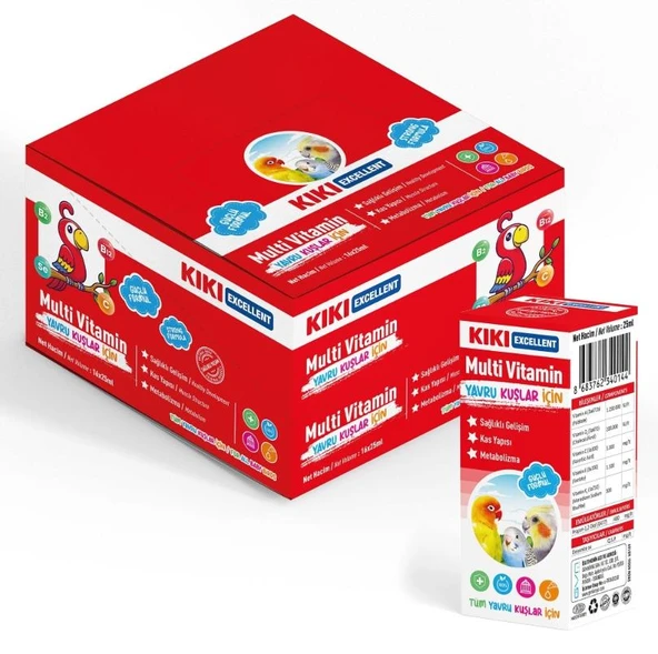 Kiki Excellent Kuş Yavru Kuşlar İçin Multi Vitamin 25 ml ürün görseli 1