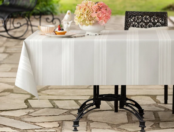 Raymond Pvc Masa Örtüsü - Gri/Beyaz - 140x140 cm ürün görseli 1