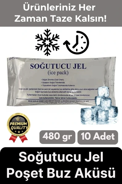Premium Güvenli Dayanıklı Malzeme Seyahat Yolculuk Yiyecek Soğutucu Jel Poşet Buz Aküsü 480gr 10Adet ürün görseli 1
