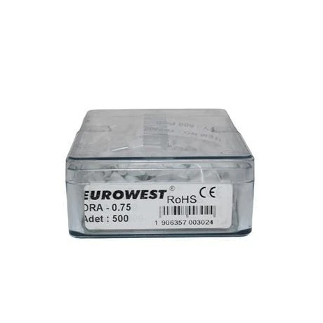 Eurowest 2x0,75mm Beyaz Çift Girişli İzoleli Yüksük ( 1 Kutu 500 Adet ) ürün görseli 1
