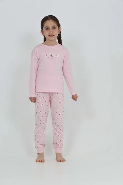 Toontoy Kız Çocuk Kelebek Baskılı Pijama Takım ürün görseli 1