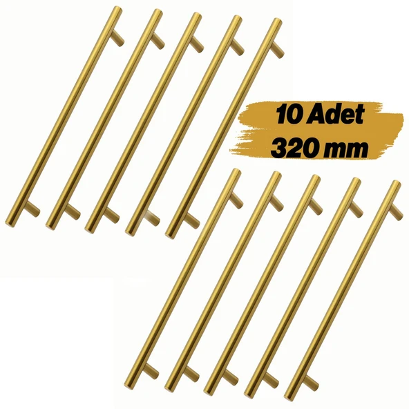 Mobilya Kulp Mutfak Dolap Çekmece Dolabı Kapak Kulpları Kulbu Gold Altın 320 mm 32 cm Metal (10 Adet) ürün görseli 1