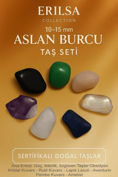 Sertifikalı Aslan Burcu Doğal Taş Kütle Seti 10-15 mm - Güç Liderlik ve Özgüven Taşları ürün görseli 1