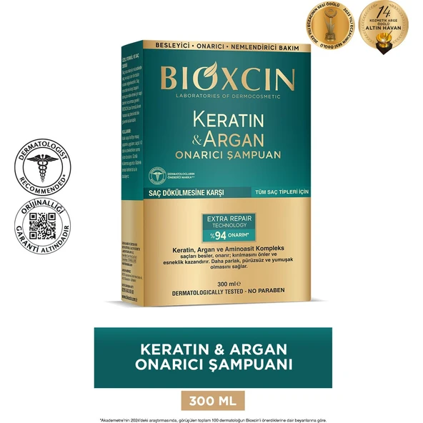 Bioxcin Keratin & Argan Onarıcı Şampuan 300 ml ürün görseli 1