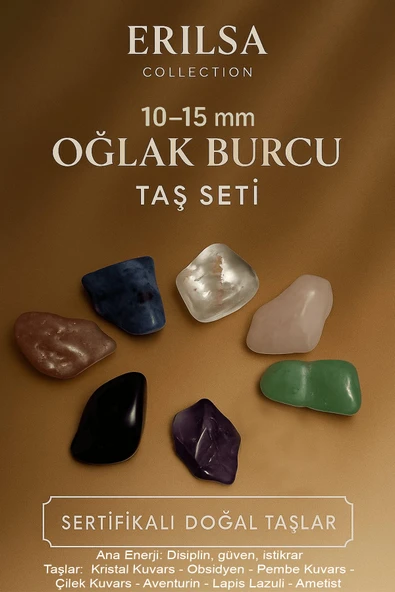 Sertifikalı Oğlak Burcu Doğal Taş Kütle Seti 10-15 mm - Disiplin Güven ve İstikrar Enerjisi ürün görseli 1