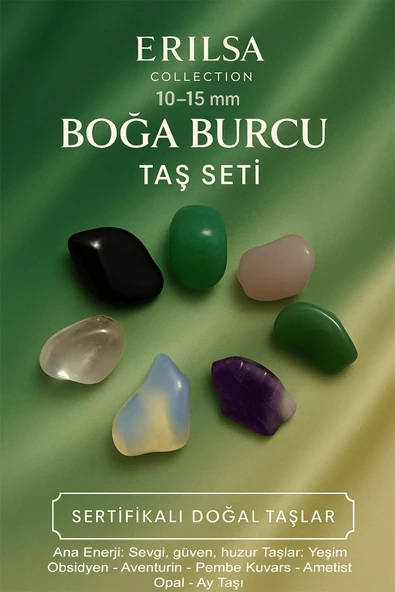 Sertifikalı Boğa Burcu Doğal Taş Kütle Seti 10-15 mm – Sevgi Güven ve Huzur Enerjisi Taşları ürün görseli 1