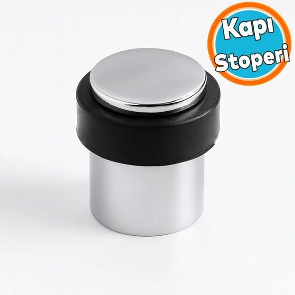 Metal Kapı Stoperi Vidalı Gümüş Krom Kapı Tamponu Durdurucu Kauçuk Darbe Önleyici Koruyucu Düz Model ürün görseli 1