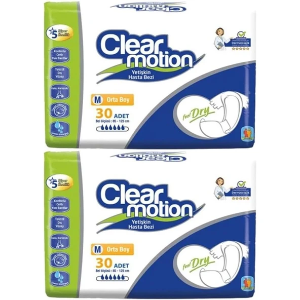 Clearmotion Yetişkin Bezi Bel Bantlı M - Orta - Medium 60 Adet (2PK*30) ürün görseli 1