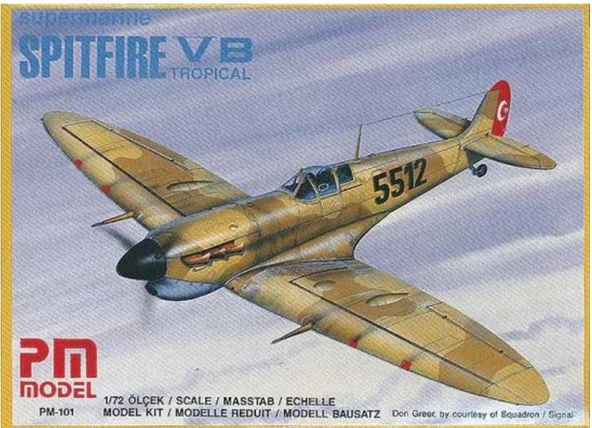 PM Model 101 1/72 Supermarine Spitfire VB Tropical Avcı Uçağı Demonte Plastik Maketi ürün görseli 1
