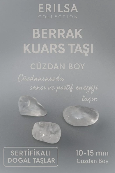Sertifikalı Berrak Kuvars Taşı Kütle 10-15 mm Cüzdan Boy – Pozitif Enerji ve Şans Taşı ürün görseli 1