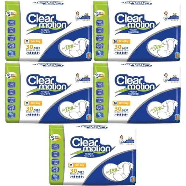 Clearmotion Yetişkin Bezi Bel Bantlı M - Orta - Medium 150 Adet (5PK*30) ürün görseli 1