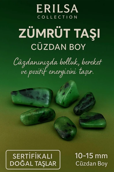 Sertifikalı Zümrüt Taşı Kütle 10-15 mm – Bolluk Şans ve Huzur Taşı ürün görseli 1