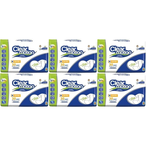 Clearmotion Yetişkin Bezi Bel Bantlı M - Orta - Medium 180 Adet (6PK*30) ürün görseli 1