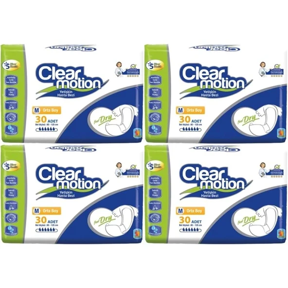 Clearmotion Yetişkin Bezi Bel Bantlı M - Orta - Medium 120 Adet (4PK*30) ürün görseli 1