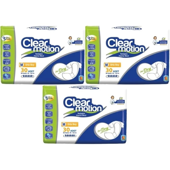 Clearmotion Yetişkin Bezi Bel Bantlı M - Orta - Medium 90 Adet (3PK*30) ürün görseli 1