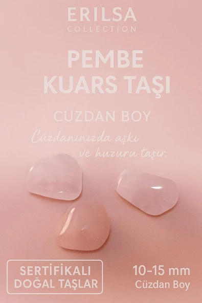 Sertifikalı Pembe Kuvars Taşı Kütle 10-15 mm Cüzdan Boy – Aşk ve Huzur Enerjisi Taşı ürün görseli 1