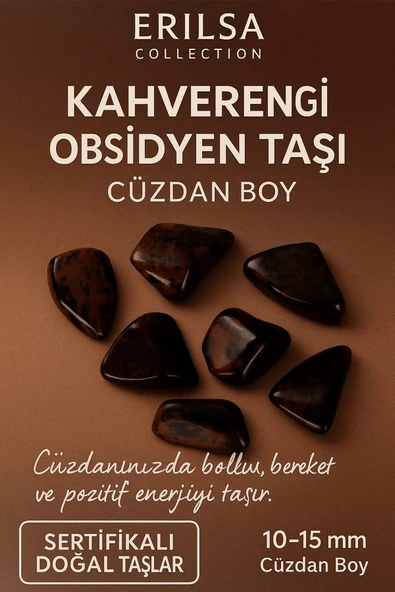 Sertifikalı Kahverengi Obsidyen Taşı Kütle 10-15 mm – Koruma Topraklanma ve Bereket Taşı ürün görseli 1