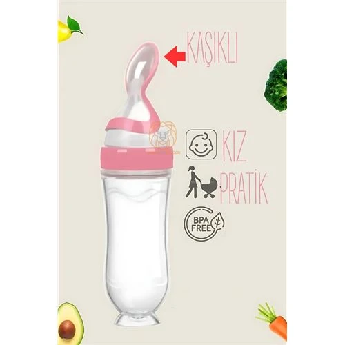 Findit Kaşıklı Mama Silikon Biberon KIZ Bebek Besleyici 334756 ürün görseli 1