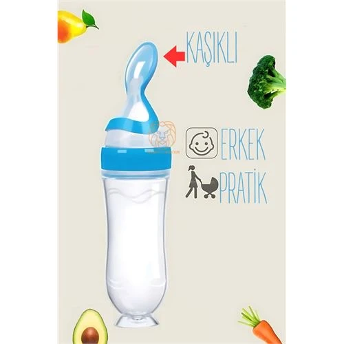 Findit Kaşıklı Mama Silikon Biberon ERKEK Bebek Besleyici 334768 ürün görseli 1