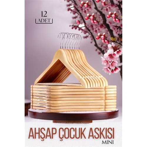 Findit Mini Ahşap Çocuk Elbise Askısı 12 ADET ürün görseli 1