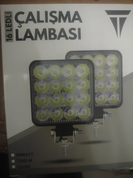 Trendotoshop 16 ledli çalışma lambası kare 12-24 volt ürün görseli 1