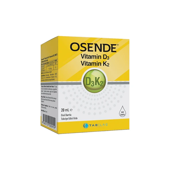 Tabilaç Osende Vitamin D3K2 20 ml Takviye Edici Gıda ürün görseli 1