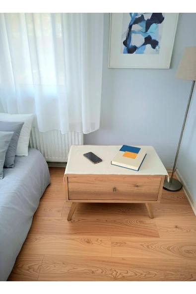 45x90 cm Ham Bez Komodin Örtüsü %100 Pamuklu Yatak Odası Komodin Örtüsü Pamuklu Doğal Kumaş 2'li Set ürün görseli 1