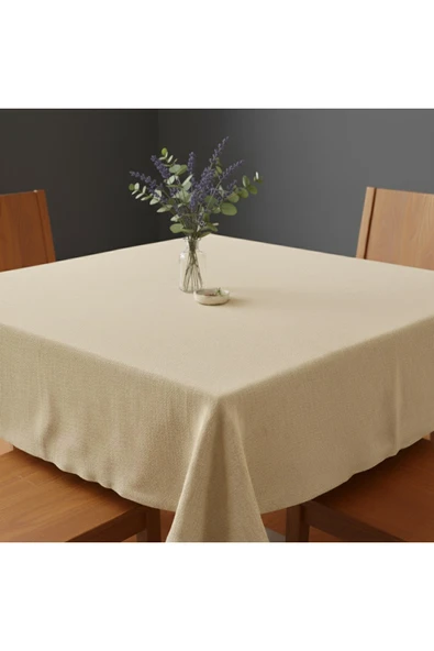Doğal Ham Bez 4 Kişilik Mutfak Masası Örtüsü 120x150 cm Yıkanabilir Dayanıklı Minimal Tasarım ürün görseli 1