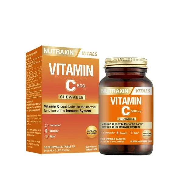Nutraxin Vitamin C 500mg 30 Çiğneme Tableti ürün görseli 1