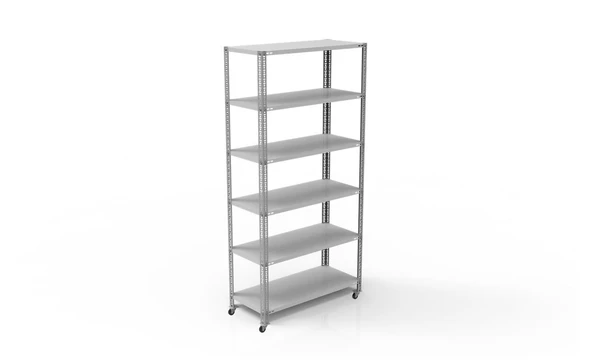 6 Katlı Tekerlekli Galvaniz Çelik Raf - Depo, Arşiv, Kiler, Dosya, Market Rafı  43x93 cm 150 cm 0.70 mm ürün görseli 1