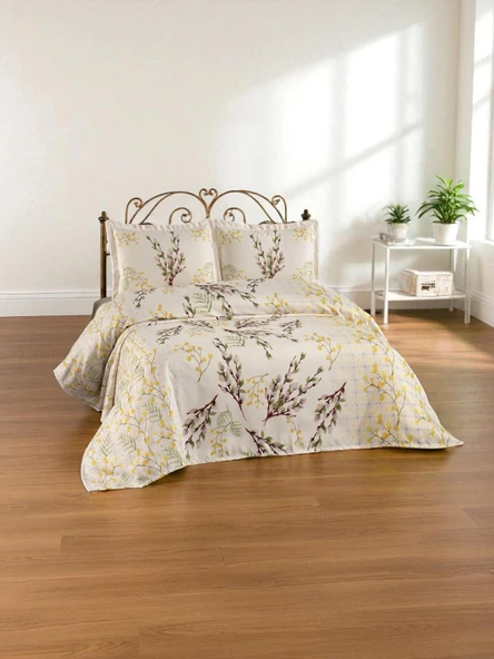 Doğal Keten Kumaş Çift Kişilik Yatak Örtüsü Seti (3 Parça) KETENÇKY0005 RENKLİ 240 X 260 ürün görseli 1