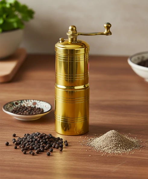 Pirinç El Yapımı Karabiber Değirmeni Öğütücü (4cmx13cm) ürün görseli 1