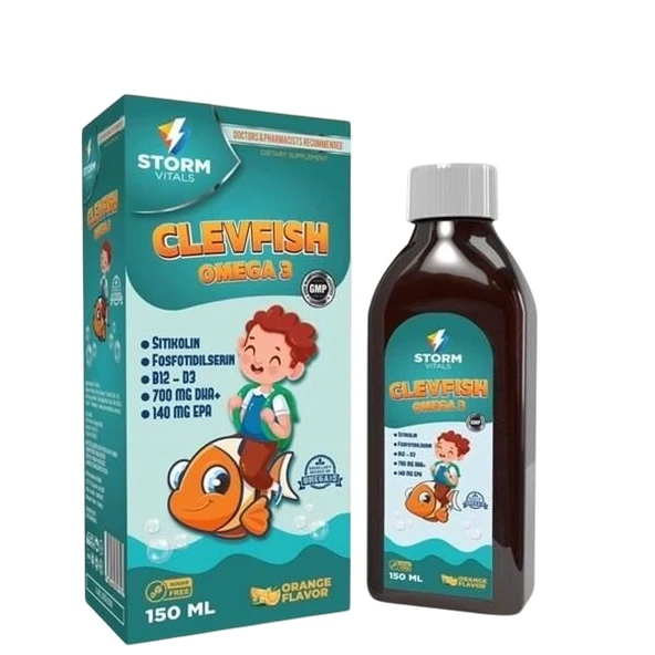 Storm Vitals Clevfish Omega 3 Sitikolin 150ml Sıvı ürün görseli 1