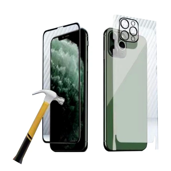 Caısles Apple iPhone 12 Pro Uyumlu Ön-Arka-Kamera Set Matte Full Body 3in1 Nano Ekran Koruyucu NT-91155 ürün görseli 1