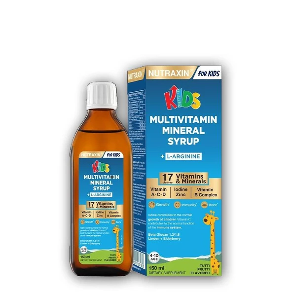 Nutraxin KIDS Multivitamin Mineral + L Argine Syrup 150ml ürün görseli 1