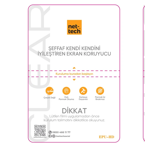 Nettech Uyumlu Ön Koruma Telefon Mat Kesme Nano Ekran Koruyucu NT-85101 ürün görseli 1