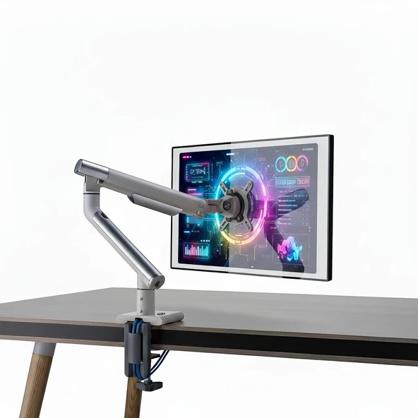 NPO STD49012UW Elysium 17"-32" Ultra Slim Alüminyum 2xUSB Amortisörlü VESA Tekli Monitör Tutucu ürün görseli 1