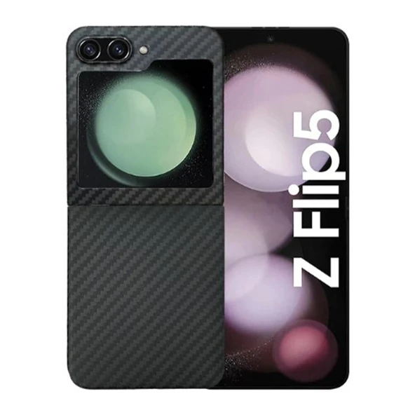 Nettech Samsung Galaxy Z Flip 5 Uyumlu NT-N018 Kevlar Carbon Arka Koruma Kılıf NT-106458 ürün görseli 1