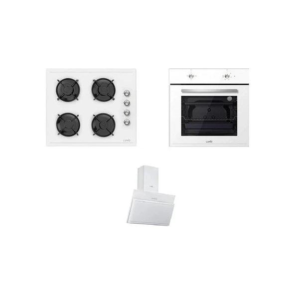 Luno  Luno Silverline  Beyaz Cam Ankastre Set-3 Yıl Garantili ürün görseli 1