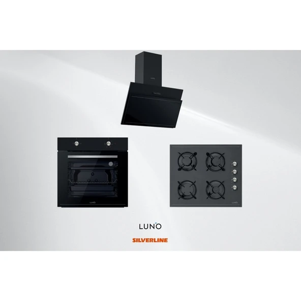 Silverline Luno Ankastre Siyah Eco Set (L335B01 + L 3462B + F6501B02) ürün görseli 1
