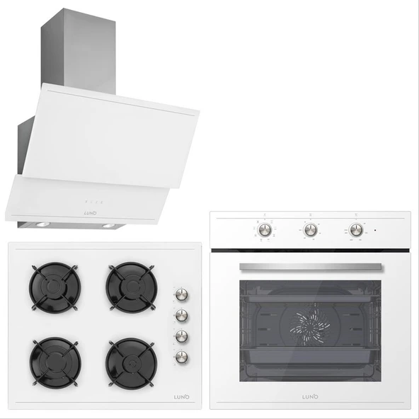 Silverline Luno Ankastre Beyaz Set ( 3420W Davlumbaz 6503W Fırın CS5335W Ocak ) ürün görseli 1