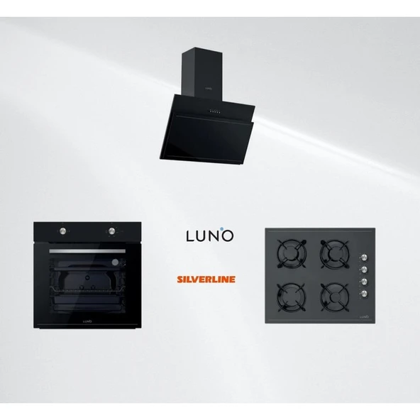 Silverline Luno Siyah Cam Ankastre Set ( Turbo Fırın) 6501B04+5335+3462 ürün görseli 1