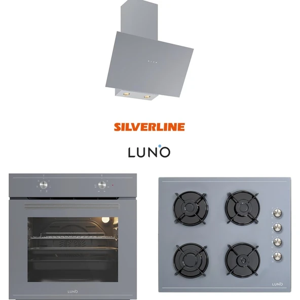 Silverline Luno Ankastre Gri Cam Set (Turbo Fırın-Dokunmatik Davlumbaz ) ürün görseli 1