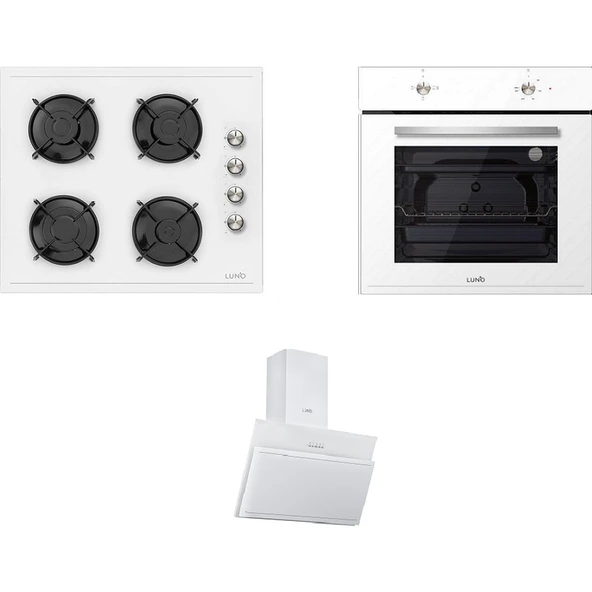 Luno Ekonomik Beyaz Ankastre Cam Set (L335W01 + L D34 W02662 + F6501W02) ürün görseli 1